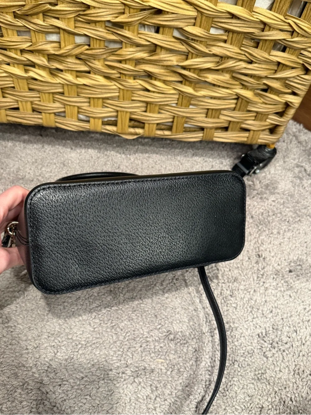 kate spade Black Leather Crossbody Dome Satchel